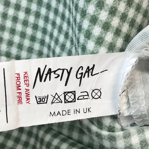 Nasty Gal Green Gingham Romper Shorts Sz 4 - Picture 11 of 13